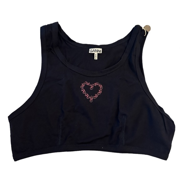 GANNI NWT Midnight Blue crop top size Small - Picture 5 of 6
